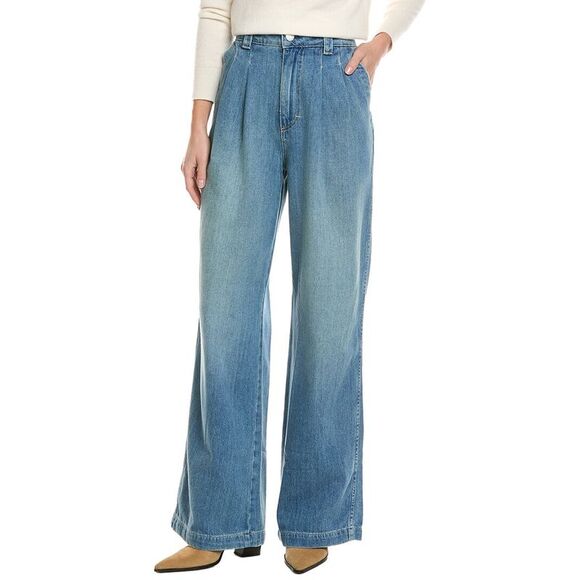 Amo Denim Womens Amo Matilda Skipper Pleated Wide Leg Jean Blue